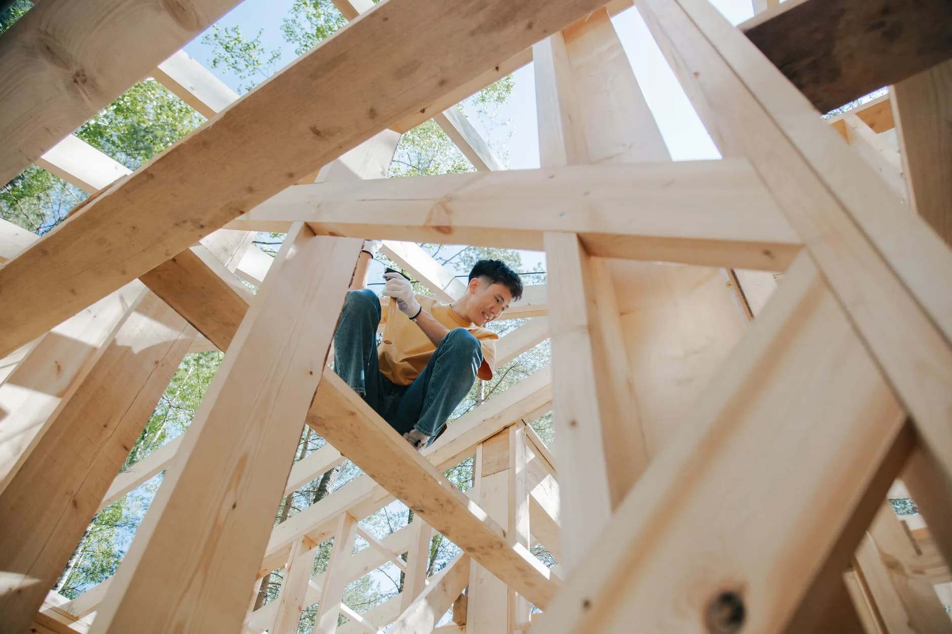 Deck joists before the boards go down