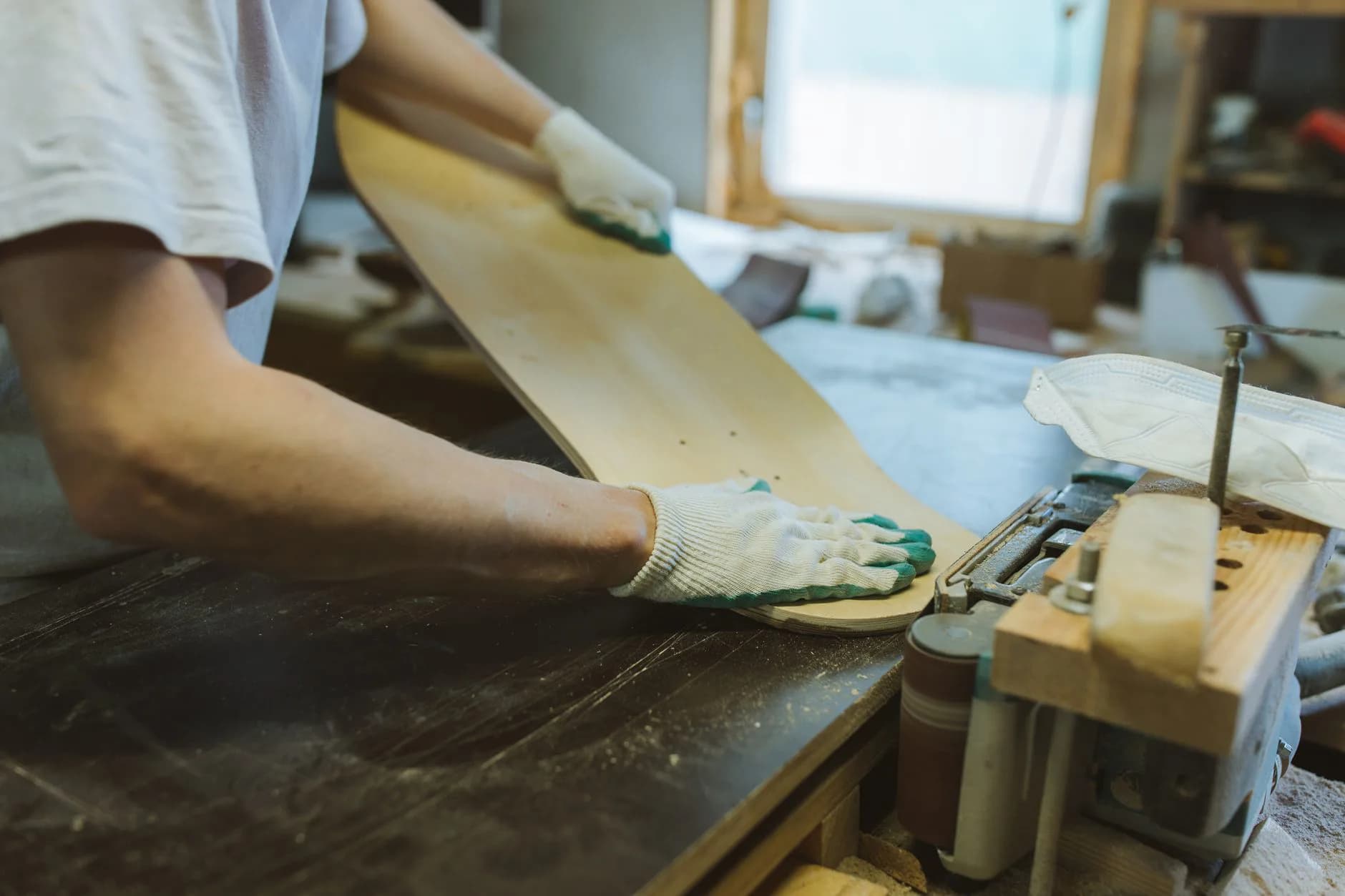 A surface being sanded