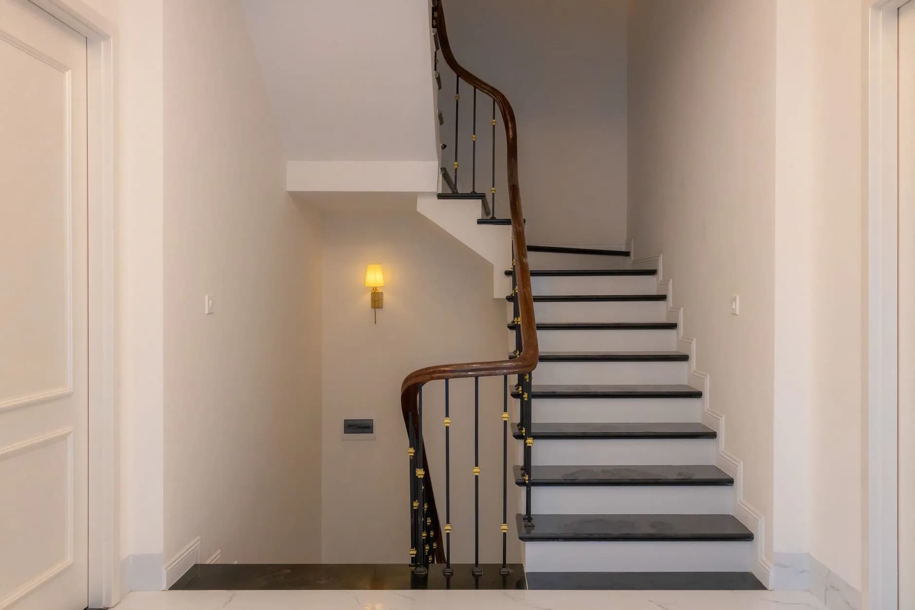A narrow staircase in a house