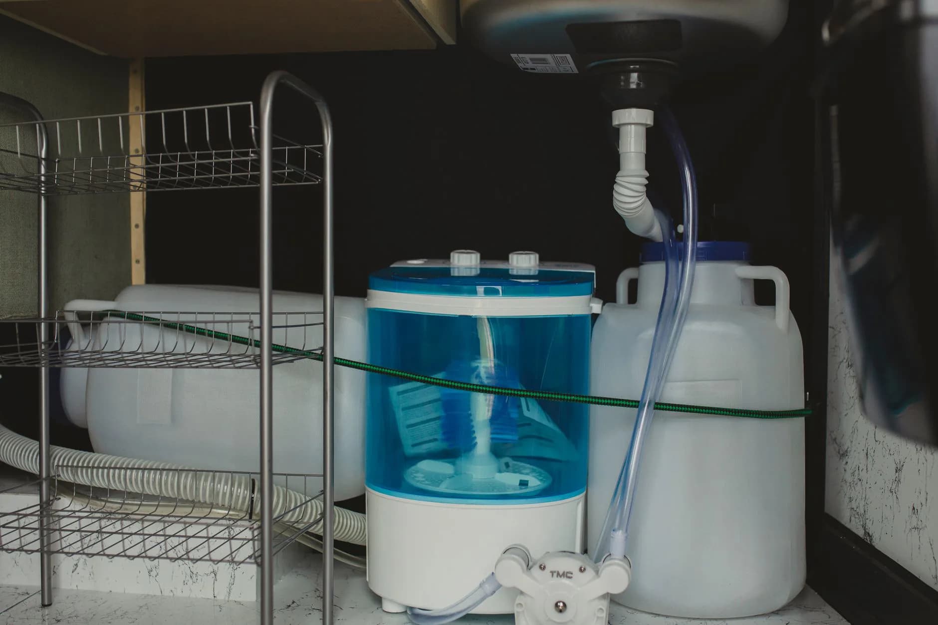 Supply hoses at a washing machine