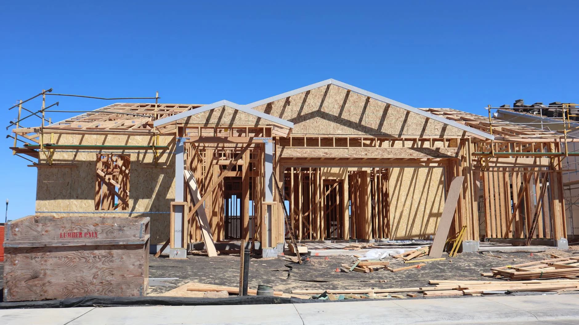 House wrap on a wall under construction