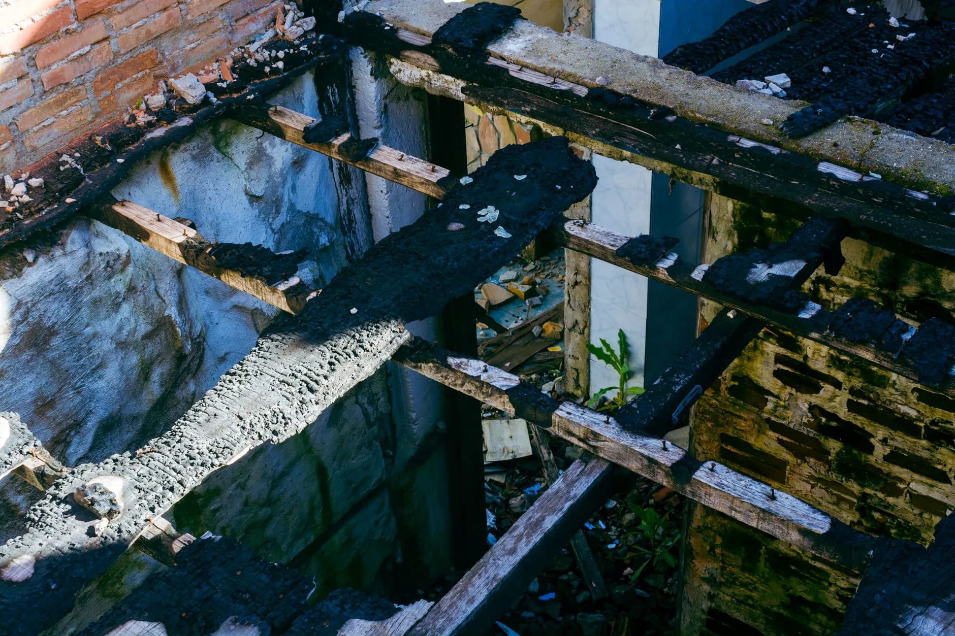 Damaged sheathing on a wall