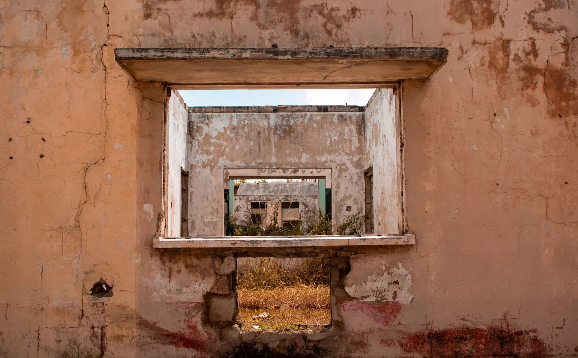 A window opening in a framed wall