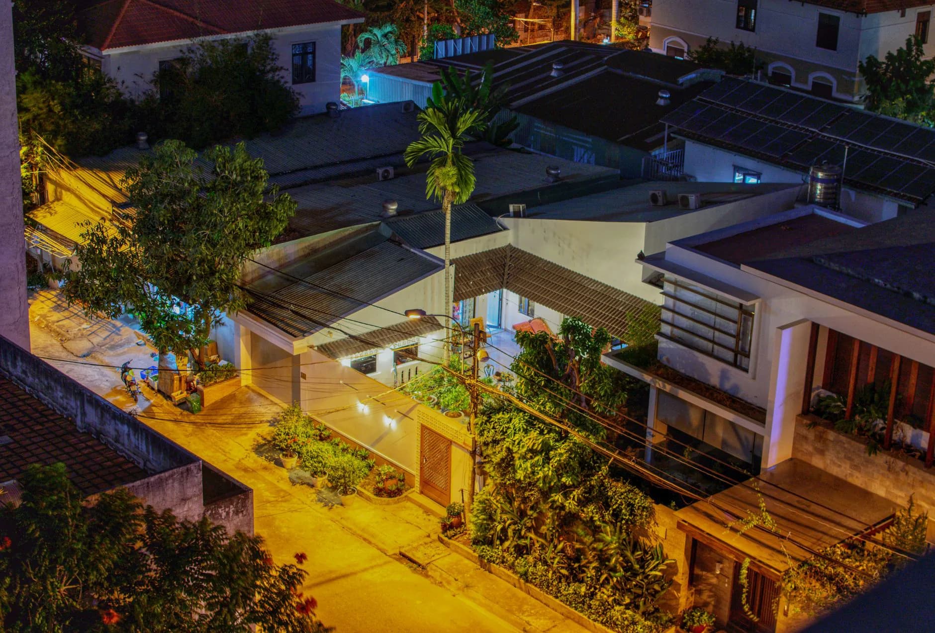 A house lit at night