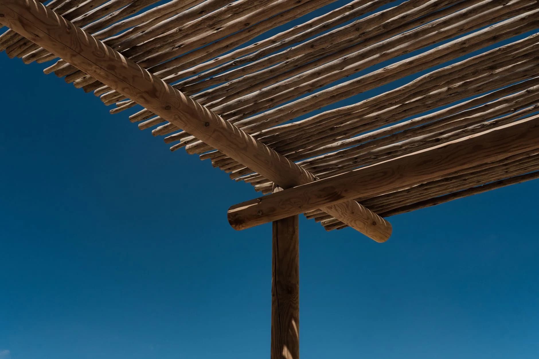 Pergola beams overhead